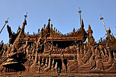 Myanmar - Mandalay, Shwe In Bin Kyaung a wonderful example of the Burmese unique teak architecture and wood-carving art. 